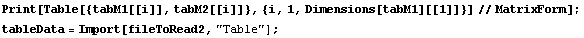 Print[Table[{tabM1[[i]], tabM2[[i]]}, {i, 1, Dimensions[tabM1][[1]]}]//MatrixForm] ; tableData = Import[fileToRead2, "Table"] ;