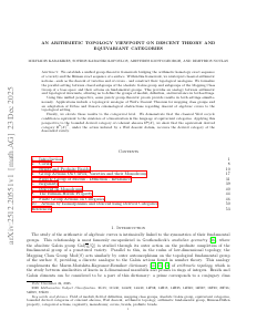An Arithmetic Topology viewpoint on Descent theory and Equivariant Categories