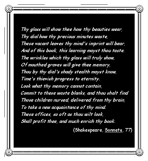 Shakespeare's sonnet 77