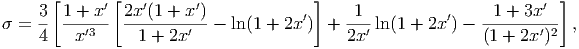       [      ′[   ′     ′              ]                            ′ ]
 = 3-  1 +-x- 2x-(1-+-x-)-  ln(1 + 2x ′)  + -1- ln(1 + 2x ′) - -1-+-3x--- ,
    4    x′3     1 + 2x′                   2x′              (1 + 2x′)2
