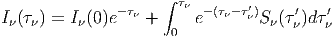                      ∫
I ( ) = I (0)e- +  e -(-′)S (′)d′
                   0                
