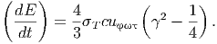 ( dE )    4        (      1)
  ---  =  -T cu  2 - -- .
   dt     3               4
